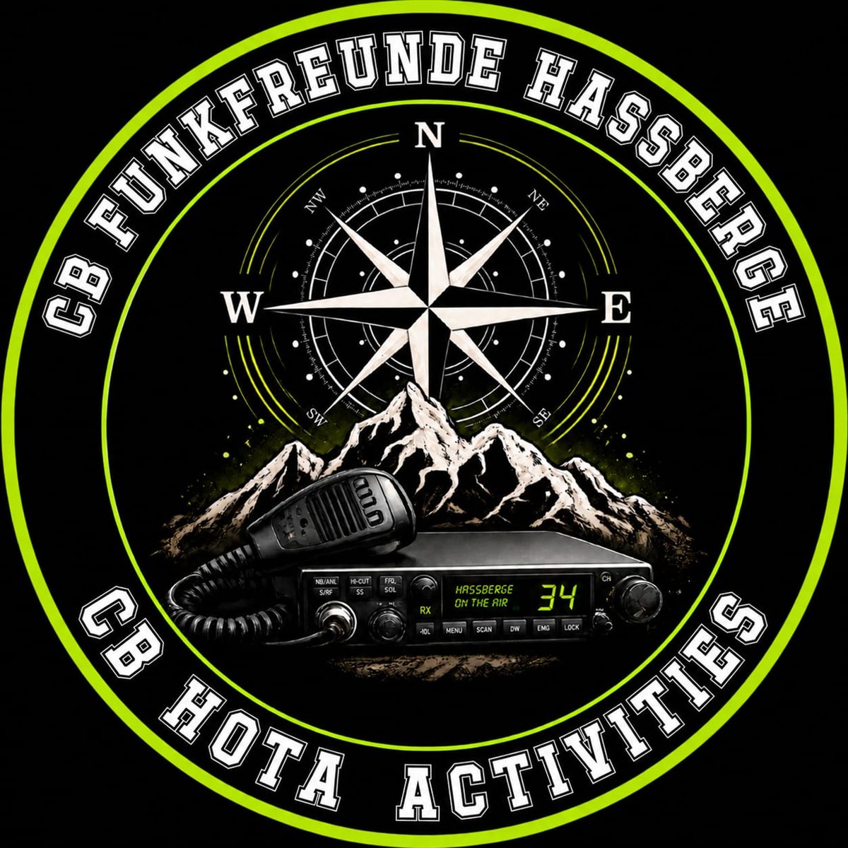 CB HOTA Activities — Badge mit Kompass und Bergen