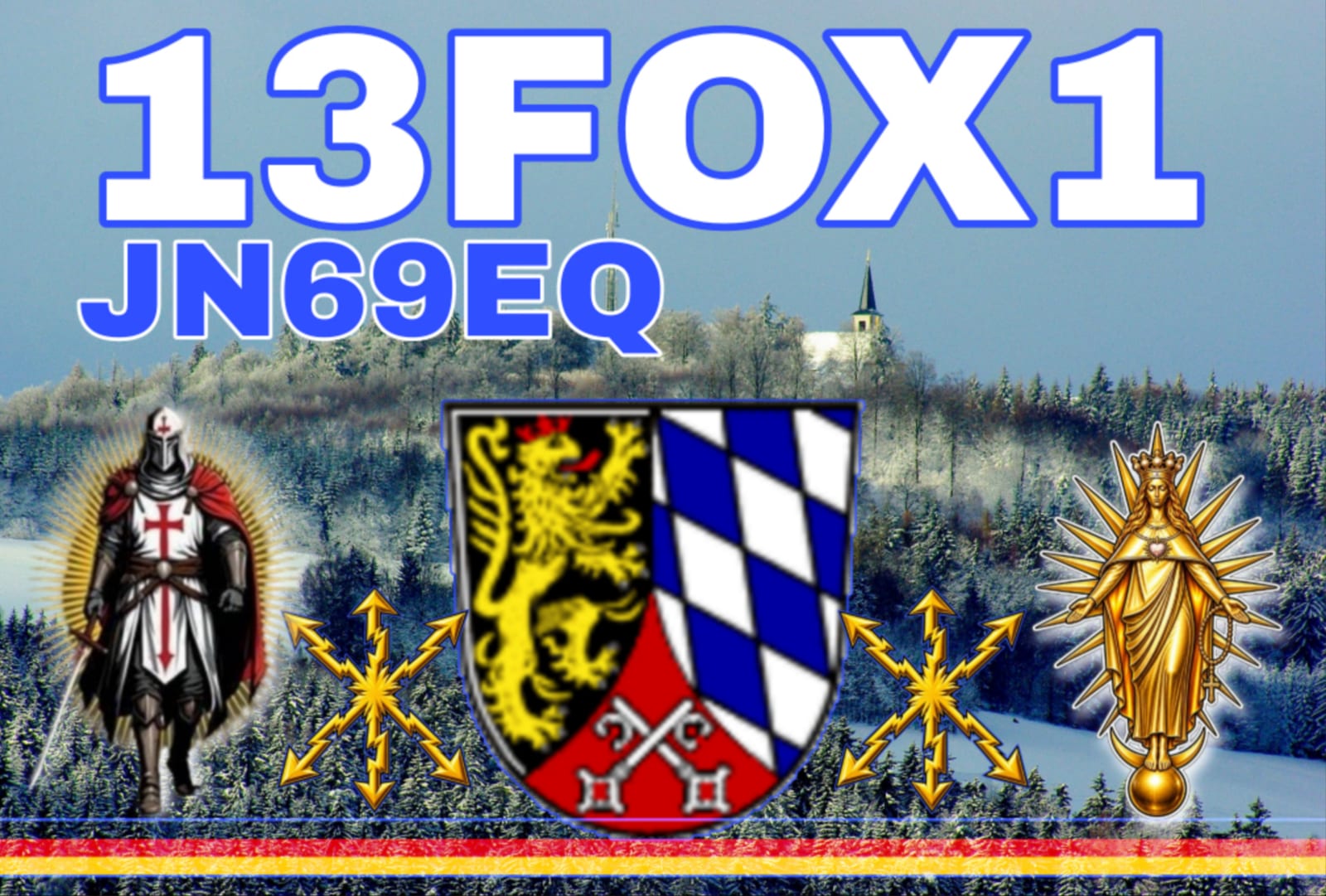 QSL card 13 Fox 1, locator JN69EQ